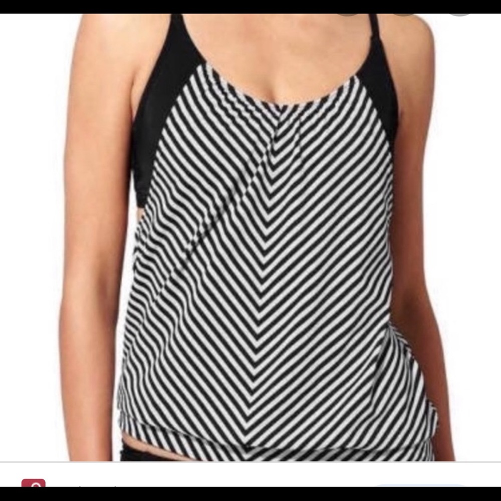 Athleta striped blousy tankini swim top